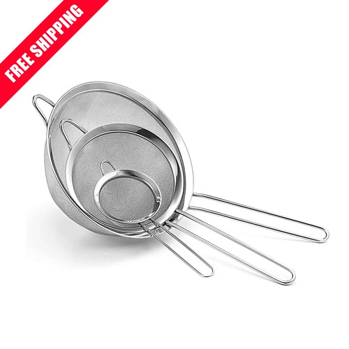 3pcs stainless steel fine mesh - stainless,